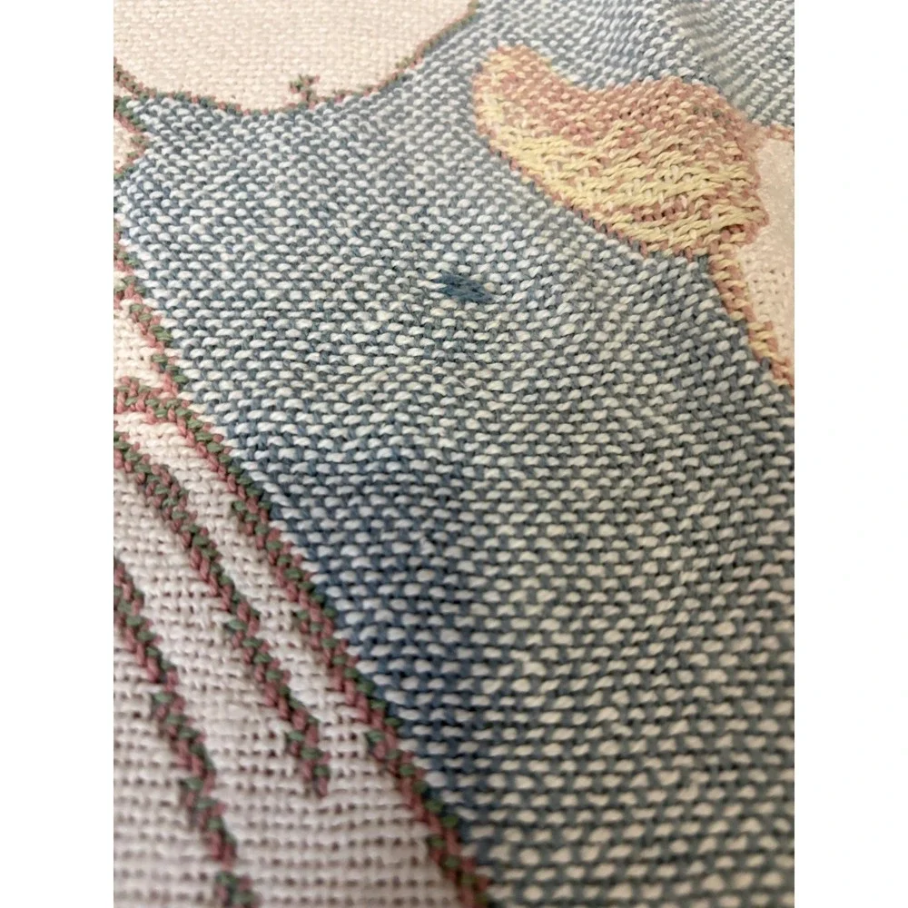 Vintage Goose Girl Woven Tapestry‎ Throw Blanket Cottagecore Storybook  65x48